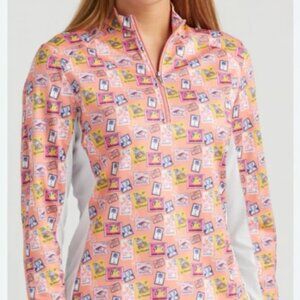 NWT Bermuda Sands Paulina Long Sleeve Golf Pullover 1/4 Zip Women's Large Stamps